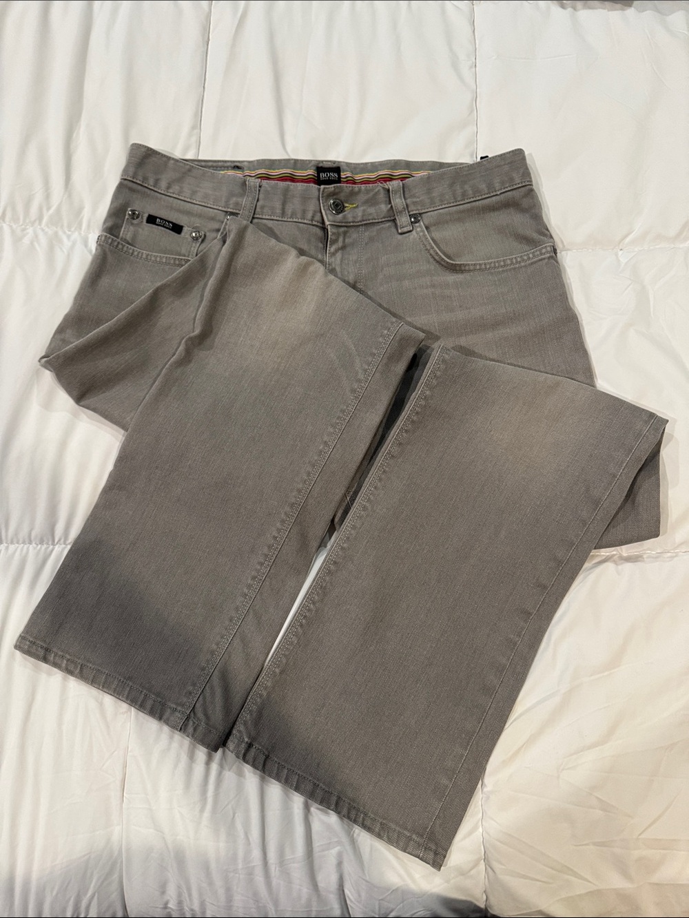 Hugo Boss light grey Men’s Jeans - Classic Straight Fit - Maine